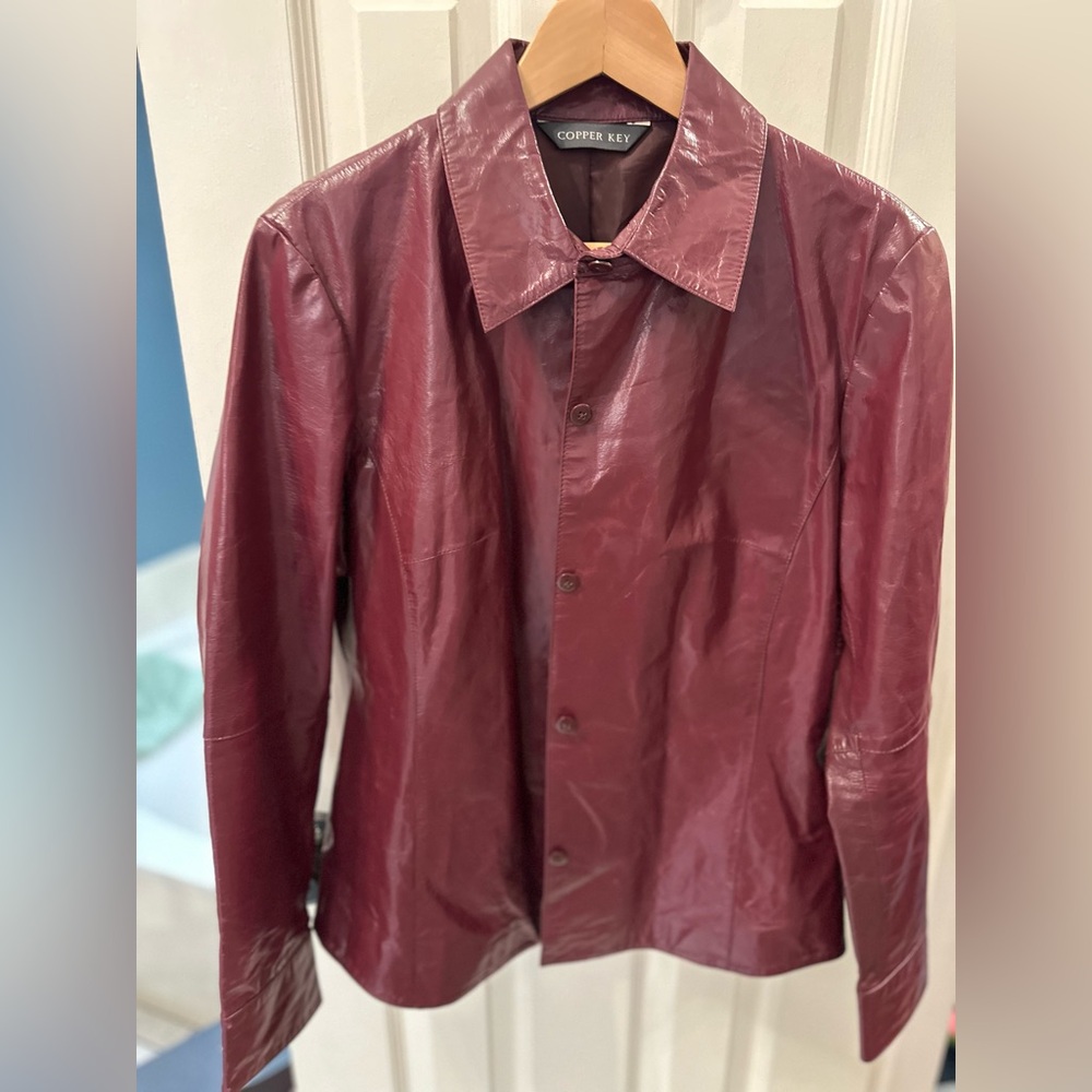 Copper Key Burgundy Leather Shirt Jacket